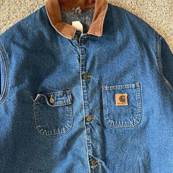 Vintage 1990s Carhartt Blanket Lined Denim Jacket - Picture 4 of 13